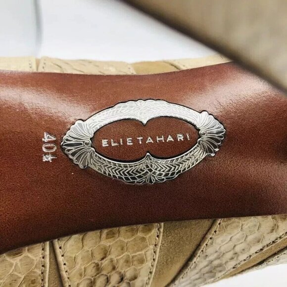 Elie Tahari Womens Shoes US 10.5/EU 40.5 Leather Ankle Heel Snake Print Platform - Picture 11 of 12